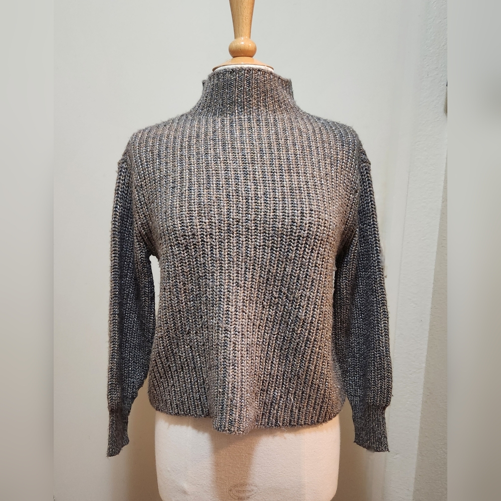 ANN TAYLOR Shimmer Ribbed Mock Neck Sweater